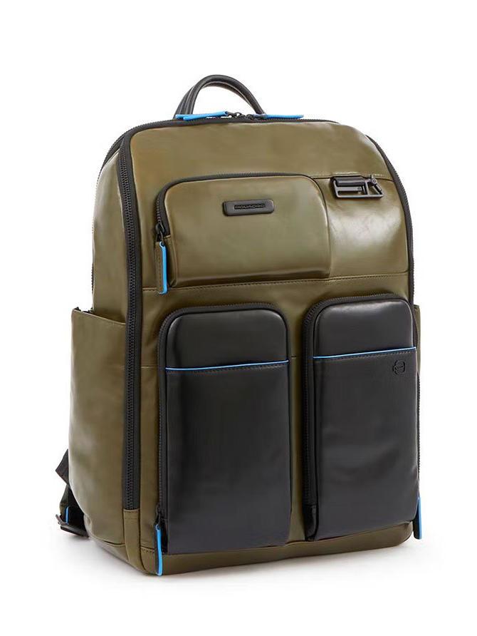 Sacoche Piquadro Cuir Bleu Marine 42x30x14 - Neuve Avec étiquettes Et Dust Bag