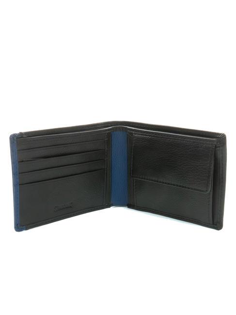 STRIPE Portefeuille en cuir avec porte-monnaie noir/marine - Portefeuilles Homme