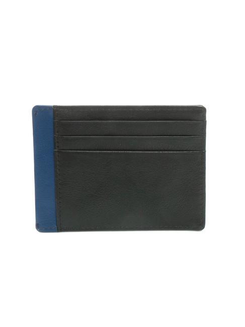 STRIPE Porte-cartes de crédit en cuir noir/marine - Portefeuilles Homme