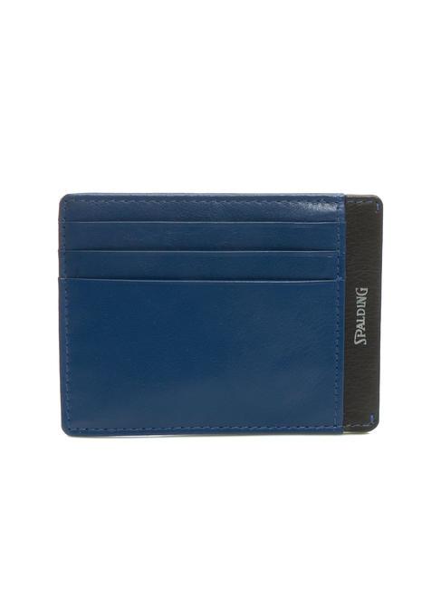 STRIPE Porte-cartes de crédit en cuir bleu marine/marron - Portefeuilles Homme