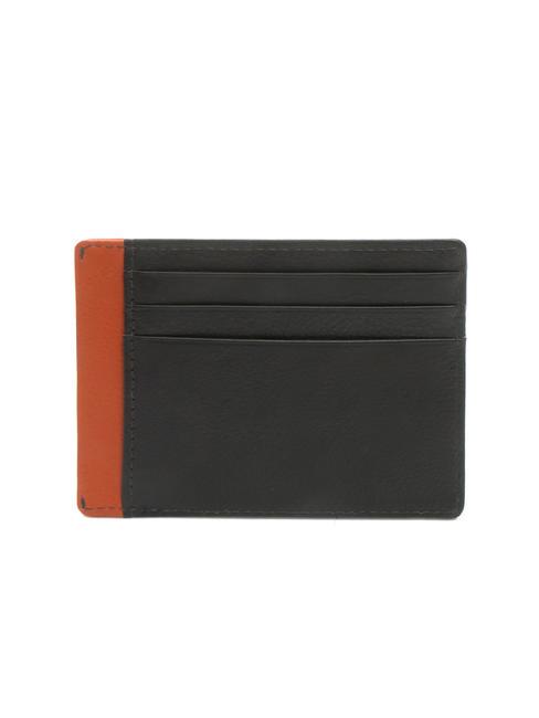 STRIPE Porte-cartes de crédit en cuir marron/orange - Portefeuilles Homme