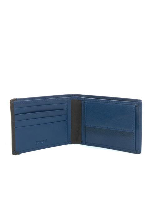 STRIPE Portefeuille en cuir avec porte-monnaie bleu marine/marron - Portefeuilles Homme