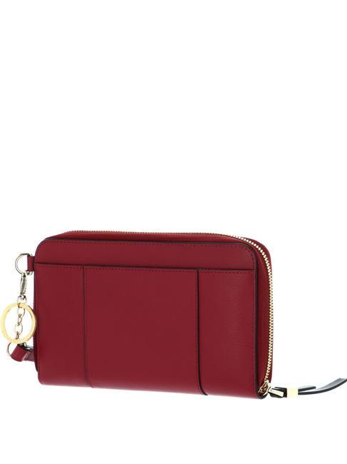 CIRCLE  Portefeuille zippé en cuir rouge 6 - Portefeuilles Femme
