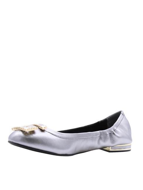 MICKLE Ballerines en cuir étain - Chaussures Femme