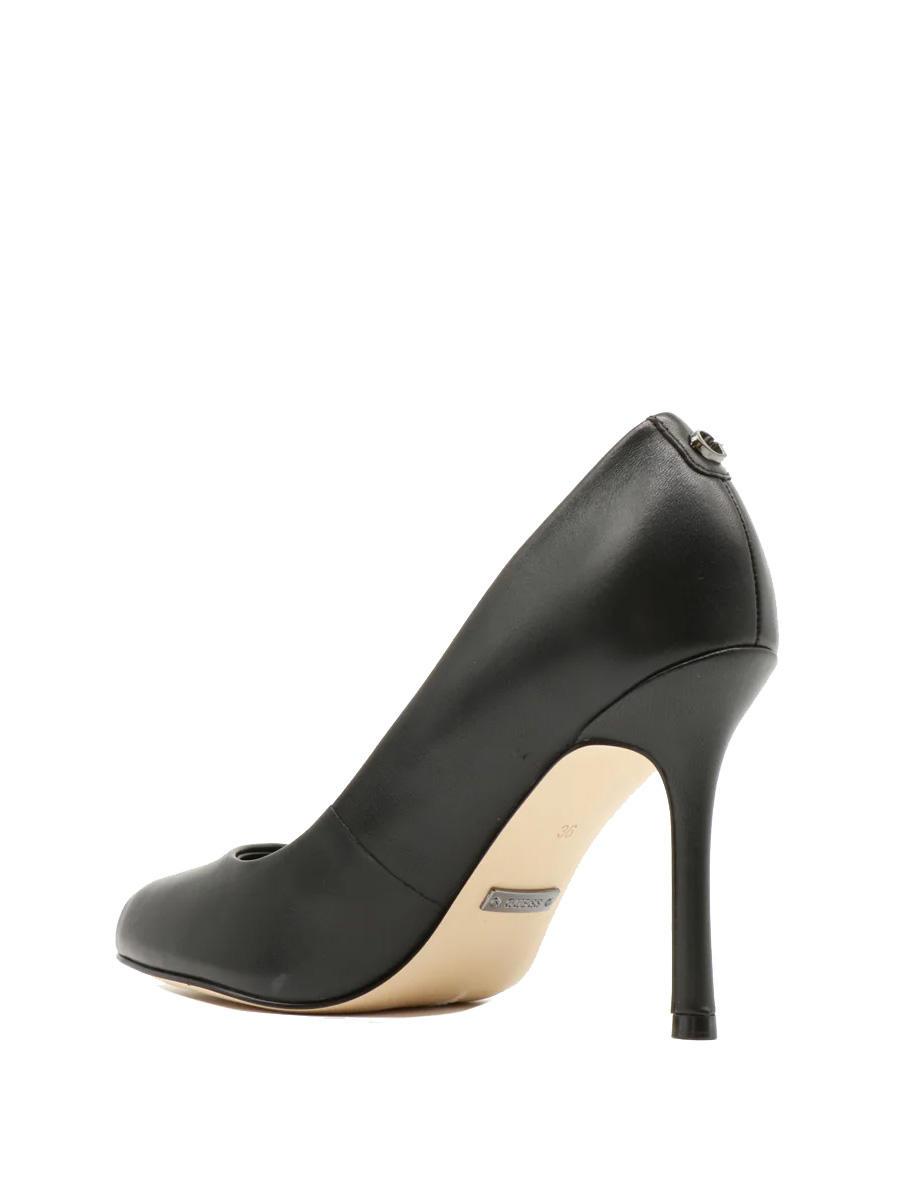 Guess Blanchi Escarpins En Cuir Bout Ouvert Noir Achetez