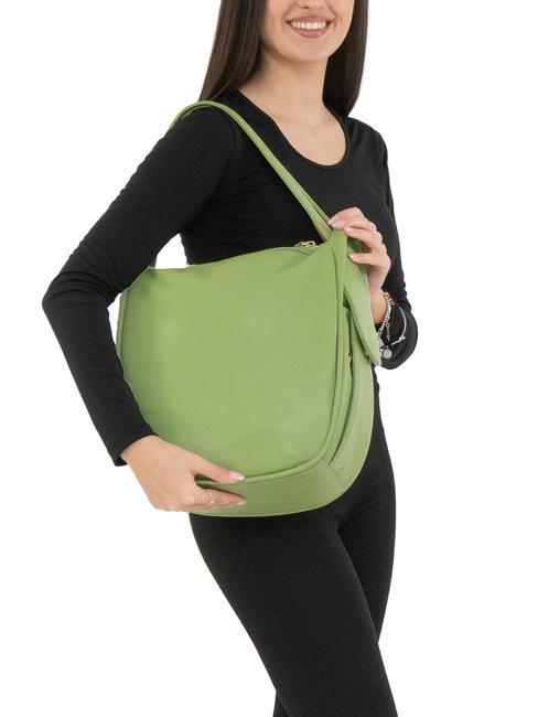 TRIO Sac à dos en cuir martelé pomme verte - Sacs pour Femme