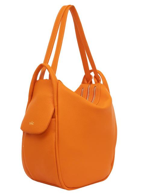 TRIO Sac &agrave; dos en cuir martel&eacute; orange - Sacs pour Femme