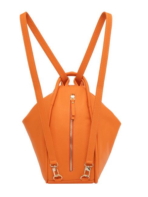 TRIO Sac &agrave; dos en cuir martel&eacute; orange - Sacs pour Femme