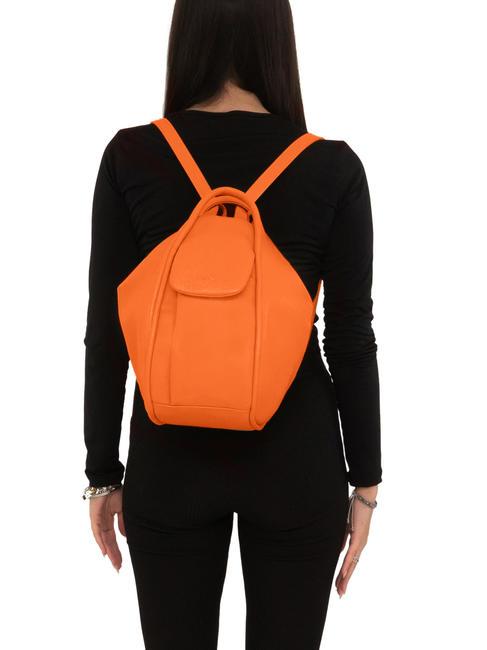 TRIO Sac &agrave; dos en cuir martel&eacute; orange - Sacs pour Femme