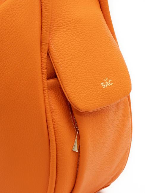 TRIO Sac &agrave; dos en cuir martel&eacute; orange - Sacs pour Femme
