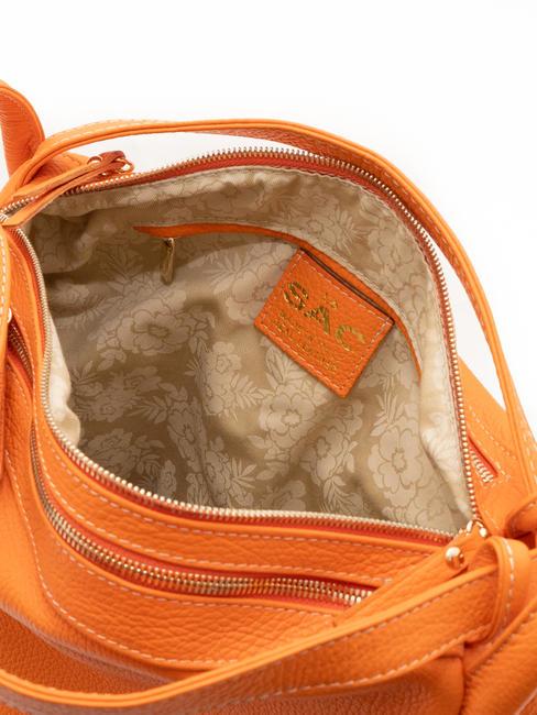 TRIO Sac &agrave; dos en cuir martel&eacute; orange - Sacs pour Femme
