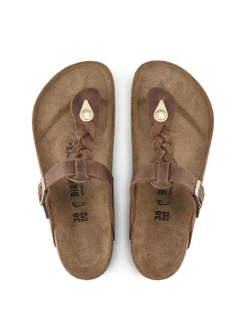 GIZEH Tongs en cuir Cognac - Chaussures unisexe