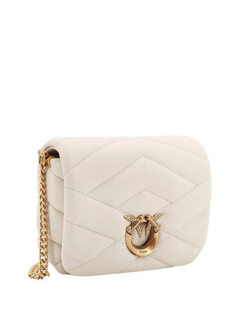 LOVE CLICK PUFF Mini sac en cuir matelassé blanc de soie-or antique - Sacs pour Femme
