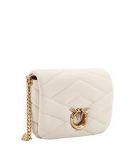 PINKO LOVE CLICK PUFF Mini sac en cuir matelassé blanc de soie-or antique - Sacs pour Femme - 2