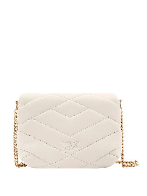 LOVE CLICK PUFF Mini sac en cuir matelassé blanc de soie-or antique - Sacs pour Femme