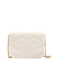 PINKO LOVE CLICK PUFF Mini sac en cuir matelassé blanc de soie-or antique - Sacs pour Femme - 3