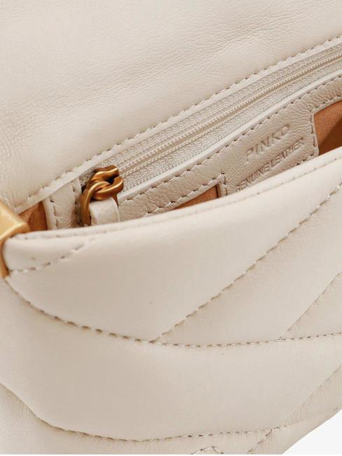 LOVE CLICK PUFF Mini sac en cuir matelassé blanc de soie-or antique - Sacs pour Femme
