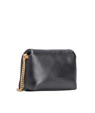 PINKO LOVE CLICK PUFF Mini sac porté épaule en cuir couleur de bloc de limousine noire - Sacs pour Femme - 3