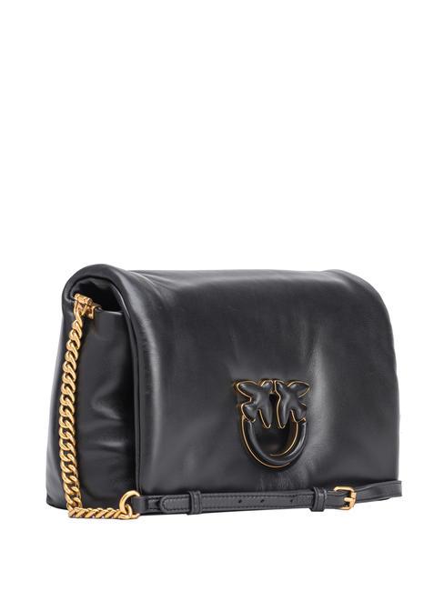 LOVE CLICK PUFF CLASSIC Sac bandouli&egrave;re en cuir couleur de bloc de limousine noire - Sacs pour Femme