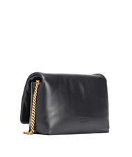 PINKO LOVE CLICK PUFF CLASSIC Sac bandouli&egrave;re en cuir couleur de bloc de limousine noire - Sacs pour Femme - 3