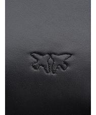 PINKO LOVE CLICK PUFF CLASSIC Sac bandouli&egrave;re en cuir couleur de bloc de limousine noire - Sacs pour Femme - 4
