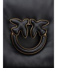 PINKO LOVE CLICK PUFF CLASSIC Sac bandouli&egrave;re en cuir couleur de bloc de limousine noire - Sacs pour Femme - 5