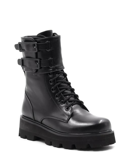 BUCKLE Bottines amphibiennes &agrave; boucles noir - Chaussures Femme