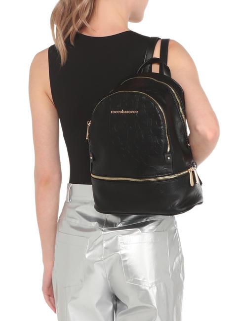 RUBINO Sac &agrave; dos &agrave; logo emboss&eacute; noir - Sacs pour Femme