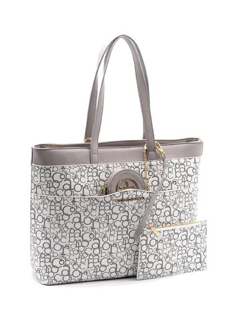 GIADA Sac shopping avec bandouli&egrave;re gris blanc - Sacs pour Femme
