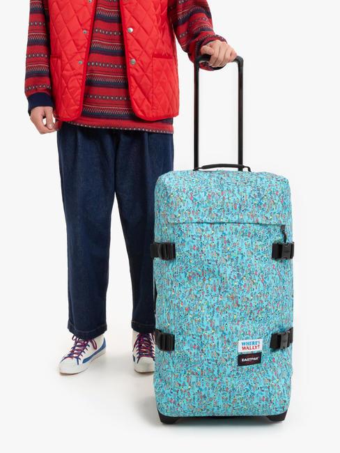 TRANVERZ M Chariot moyen motif wally bleu - Valises Semi-rigides