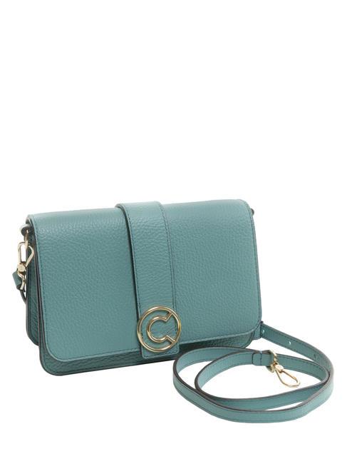 TULIP Sac bandouli&egrave;re en cuir martel&eacute; aqua - Sacs pour Femme