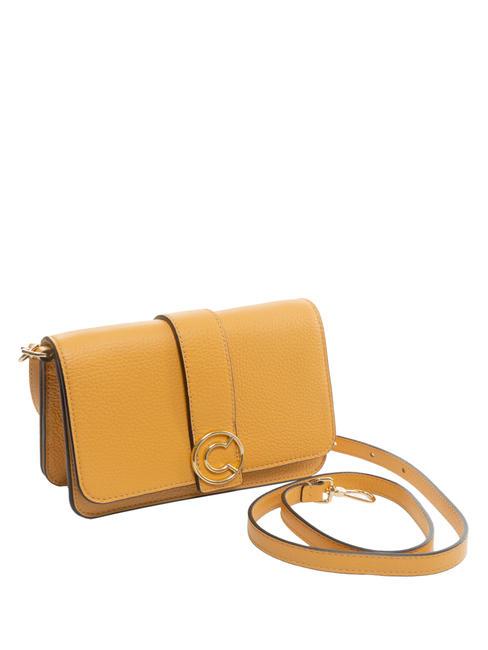 TULIP Sac bandouli&egrave;re en cuir martel&eacute; abricot - Sacs pour Femme