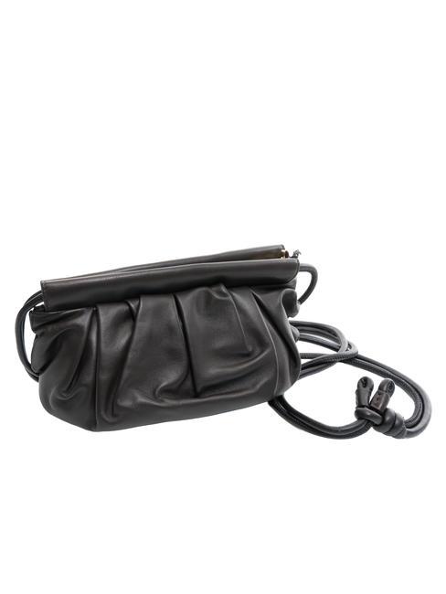 DUNETTE Sac bandouli&egrave;re moyen en cuir t&ecirc;te noire - Sacs pour Femme