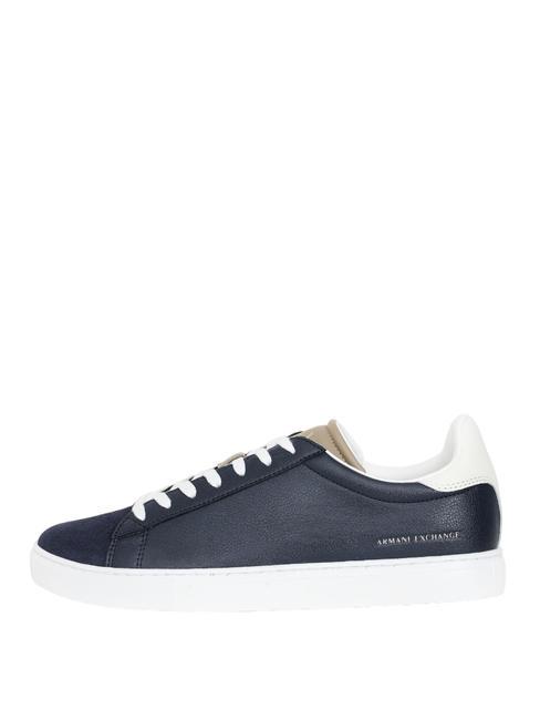 A|X Baskets en cuir bleu marine + blanc cass&eacute; + dune - Chaussures Homme