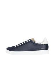 ARMANI EXCHANGE A|X Baskets en cuir bleu marine + blanc cass&eacute; + dune - Chaussures Homme - 3