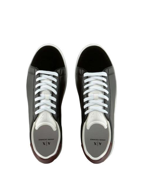 A|X Baskets en cuir noir+vin+op.blanc - Chaussures Homme