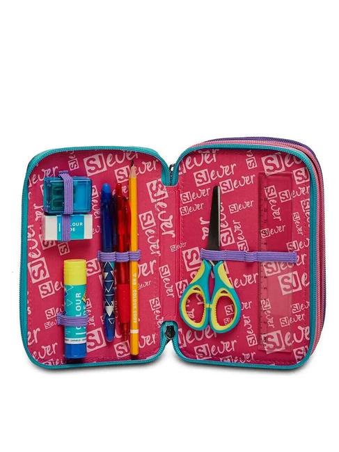 EVER RAYLY GIRL Trousse 3 zips avec trousse scolaire rose d'été - Étuis et Accessoires