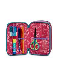 SJGANG EVER RAYLY GIRL Trousse 3 zips avec trousse scolaire rose d'été - Étuis et Accessoires - 3