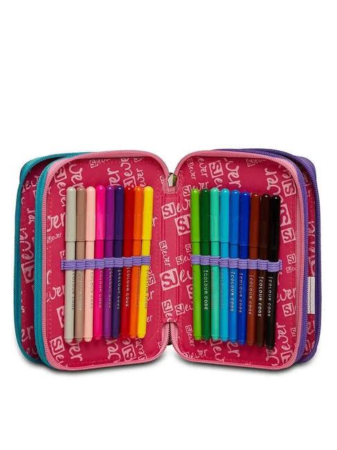EVER RAYLY GIRL Trousse 3 zips avec trousse scolaire rose d'été - Étuis et Accessoires