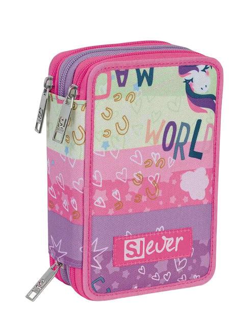 EVER RAYLY GIRL Trousse 3 zips avec trousse scolaire rose d'été - Étuis et Accessoires