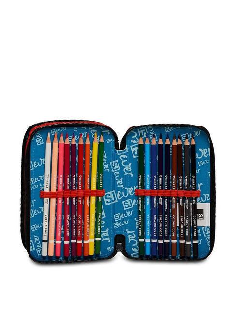 EVER DRIFT BOY Trousse 3 zips avec trousse scolaire rouge orange - Étuis et Accessoires