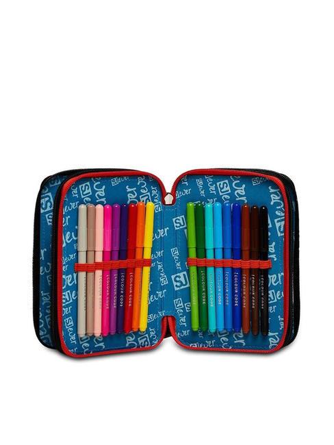 EVER DRIFT BOY Trousse 3 zips avec trousse scolaire rouge orange - Étuis et Accessoires