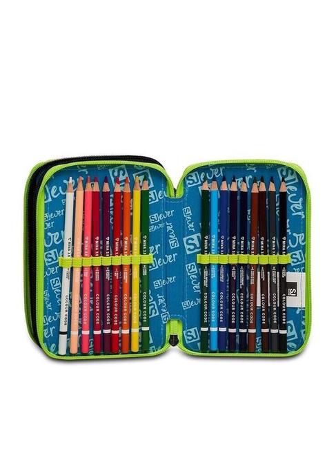 EVER URBY BOY Trousse 3 zips avec trousse scolaire Noir - Étuis et Accessoires