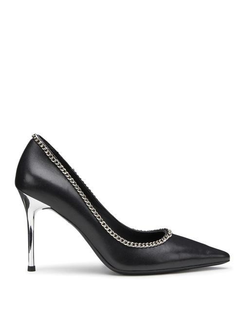 QUEEN 3878 Escarpins en cuir avec chaîne noir - Chaussures Femme