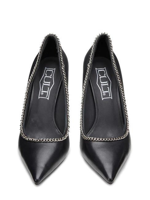 QUEEN 3878 Escarpins en cuir avec chaîne noir - Chaussures Femme