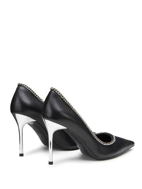 QUEEN 3878 Escarpins en cuir avec chaîne noir - Chaussures Femme