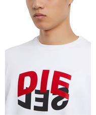 DIESEL S-GIRK Sweat col rond en coton blanc - Pulls molletonnés - 3