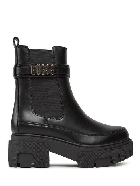 YELMA Bottines &agrave; logo m&eacute;tallis&eacute; NOIR - Chaussures Femme