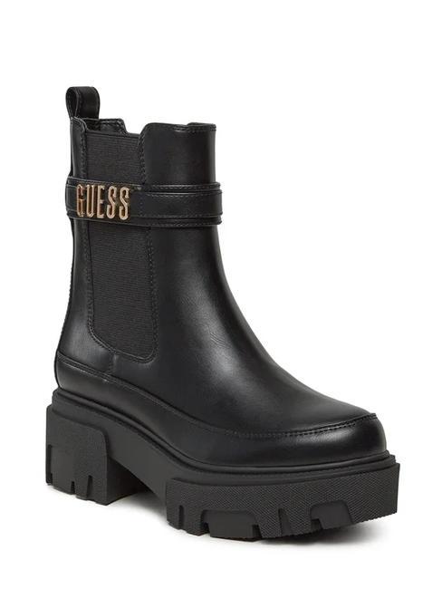 YELMA Bottines &agrave; logo m&eacute;tallis&eacute; NOIR - Chaussures Femme