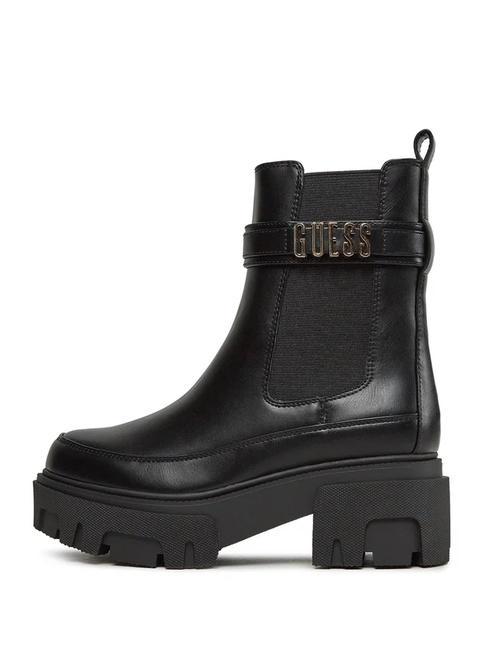 YELMA Bottines &agrave; logo m&eacute;tallis&eacute; NOIR - Chaussures Femme